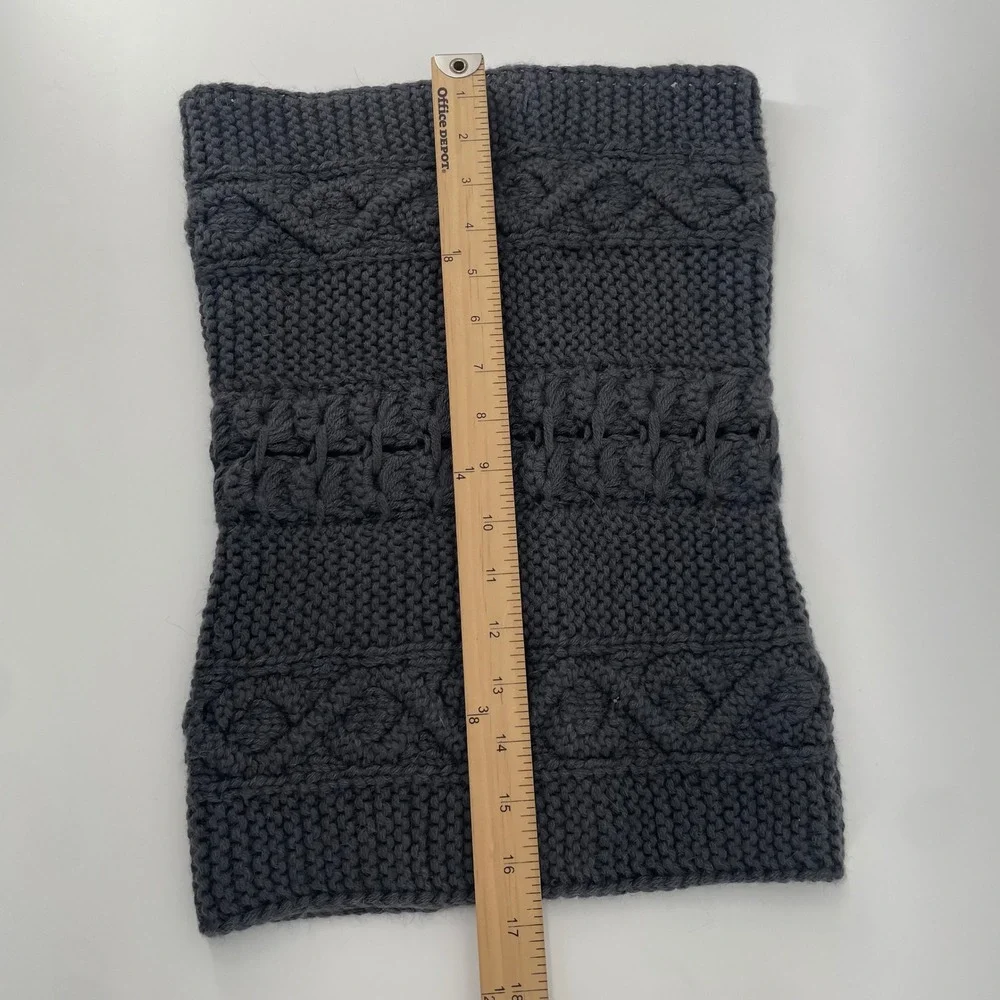 Glama Neck Warmer Unisex OS Charcoal Grey 100% Baby Llama‎ Knit Cowl Scarf NWT